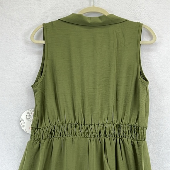 Naïf Jumpsuit Women’s Large Green Button Front Wide Leg Elastic Waist Tie NWT - Picture 7 of 11